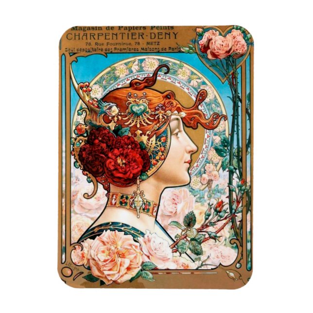 Vintages Jugendstil-Wallpaper Magnet (Vertikal)