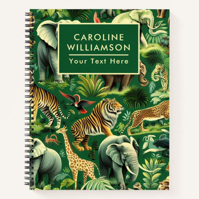 Vintages Jungtiermuster Notizbuch (Vorderseite)