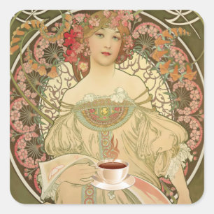 Vintages Kaffeeposter Quadratischer Aufkleber