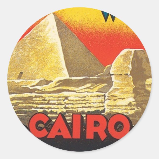 Vintages Kairo Ägypten Runder Aufkleber (Vorderseite)