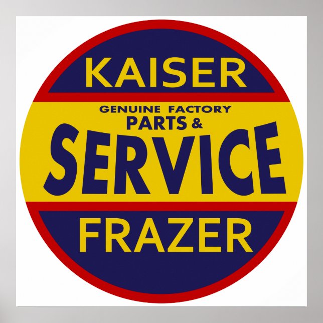 Vintages Kaiser-Frazer-Dienstzeichen rot/blau Poster (Vorne)