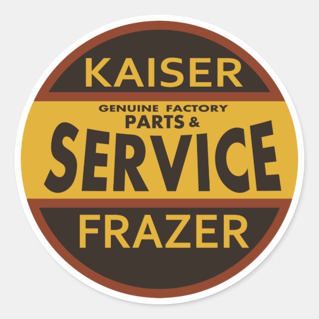 Vintages Kaiser-Frazer-Service-Zeichen Runder Aufkleber (Vorderseite)