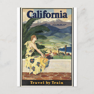Vintages Kalifornien, Bahnreise Postkarte