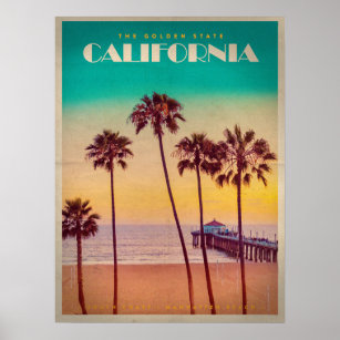 Vintages Kalifornien Sunset Beach Poster