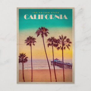 Vintages Kalifornien Sunset Beach Postkarte