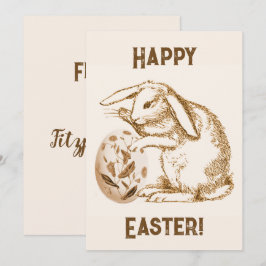 Vintages Kaninchen und glückliche Ostern Karte