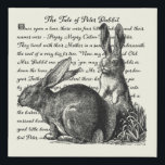 Vintages Kaninchenschwarz und Creme-Kinderzimmer Künstlicher Leinwanddruck<br><div class="desc">Dieses Design zeichnet sich durch ein Vintages rustikales Schwarz-Sahne-Design aus,  mit dem Text von Tales von Peter Rabbit im Hintergrund. Ideal für ein Kinderzimmer oder ein Kinderzimmer oder für Frühling und Osterdekoration. Arbeitet gut mit Bauernhaus-Dekoration und modern. Erstellt von der einfachen Farmhouse Press.</div>