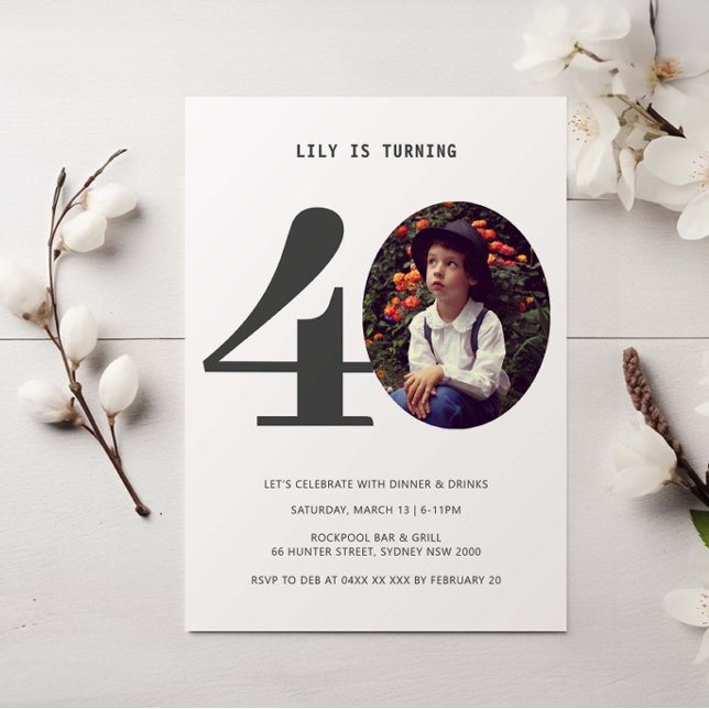 Vintages Kariertes 40. Geburtstag Foto Einladung (Von Creator hochgeladen)