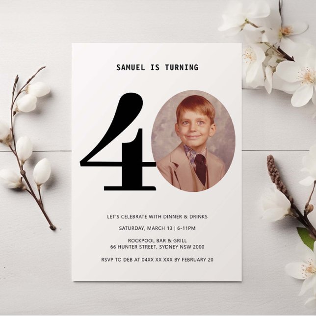 Vintages Kariertes 40. Geburtstag Foto Einladung (Von Creator hochgeladen)