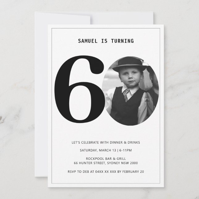 Vintages Kariertes 60. Geburtstag Foto Einladung (Vorderseite)