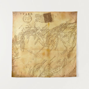 Vintages Kartenhintergrundpapier Wandteppich