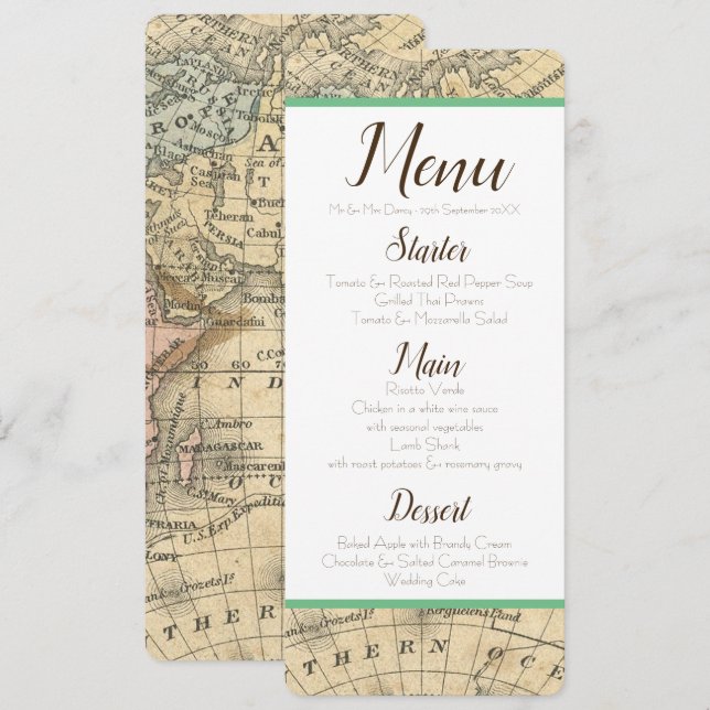 Vintages Kartenmenü Einladung (Vorne/Hinten)
