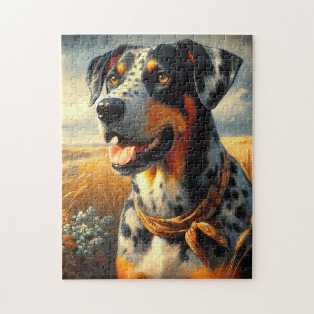 Vintages Katahoula Leopard Hundepainting (Vertikal)