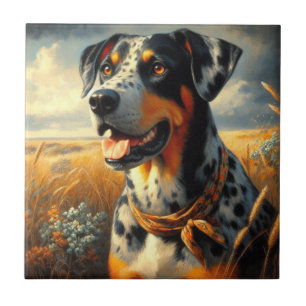 Vintages Katahoula Leopard Hundepainting Fliese