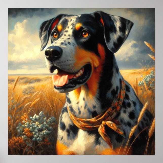 Vintages Katahoula Leopard Hundepainting Poster (Vorne)