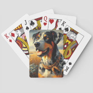 Vintages Katahoula Leopard Hundepainting Spielkarten