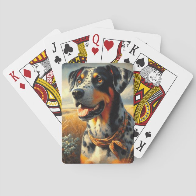 Vintages Katahoula Leopard Hundepainting Spielkarten (Rückseite)