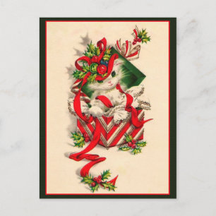 Vintages Kätzchen Weihnachtskätzchen in der aktuel Postkarte