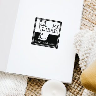 Vintages Katzen-benutzerdefiniertes Buch Ex Libris Gummistempel