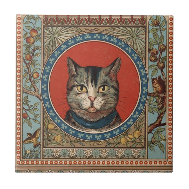 Vintages Katzenleben für Kitty Cat Classic Fliese (Vorderseite)