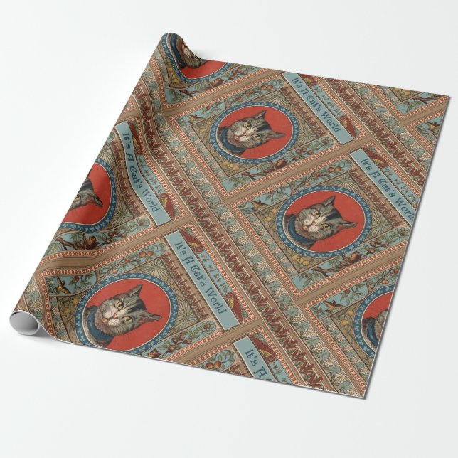 Vintages Katzenleben für Kitty Cat Classic Geschenkpapier (Ungerollt)