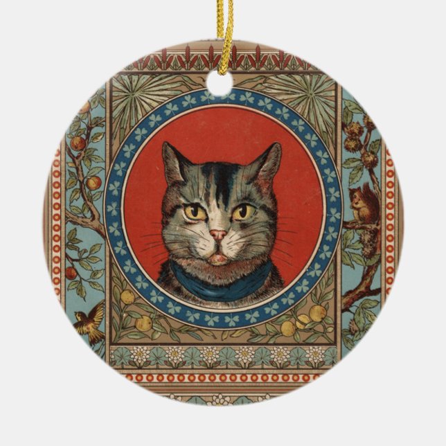 Vintages Katzenleben für Kitty Cat Classic Keramikornament (Vorne)
