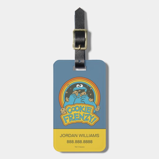Vintages Keksmonster | Cookie Frenzy Gepäckanhänger (Vorderseite vertikal)