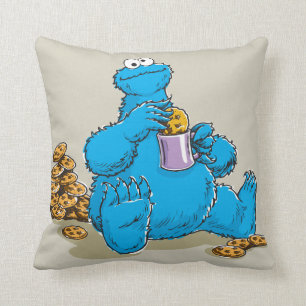Vintages Keksmonster isst Cookies Kissen