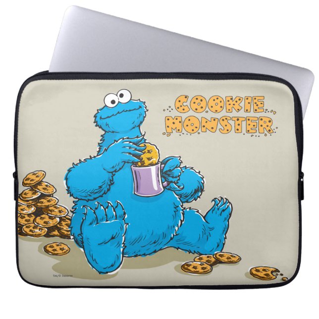 Vintages Keksmonster isst Cookies Laptopschutzhülle (Vorderseite)