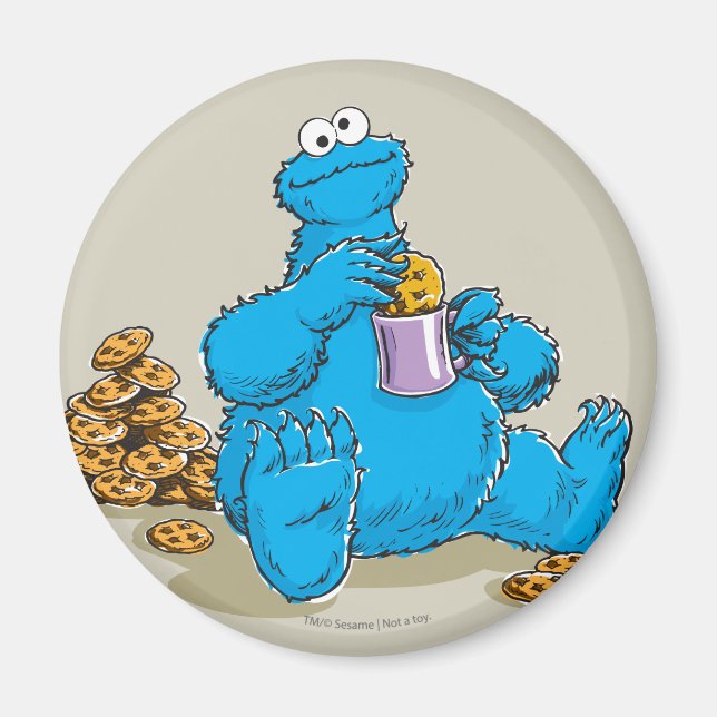 Vintages Keksmonster isst Cookies Magnet (Vorne)