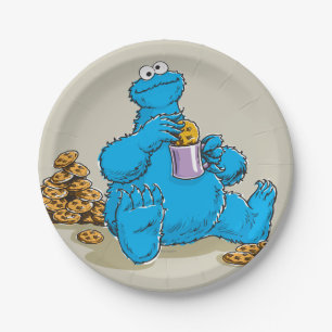Vintages Keksmonster isst Cookies Pappteller