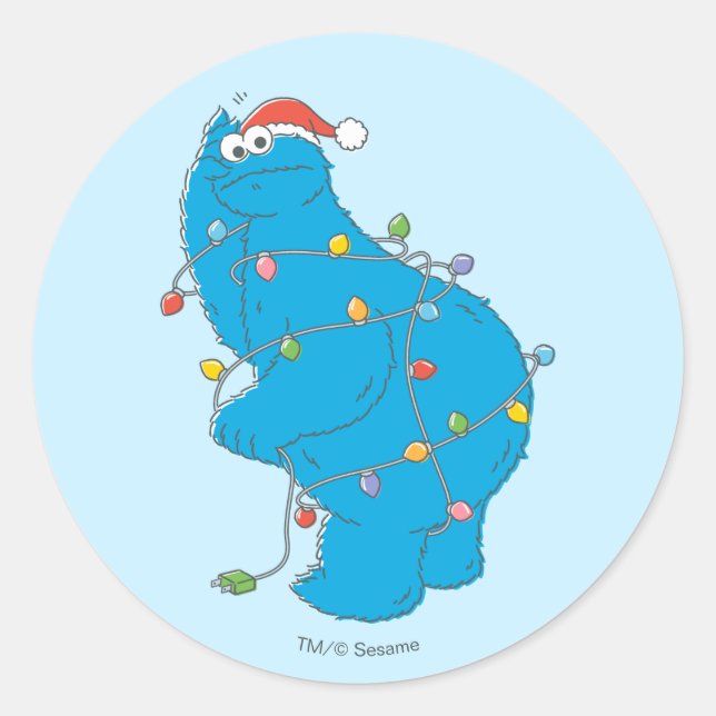 Vintages Keksmonster Weihnachtslicht Runder Aufkleber (Vorderseite)