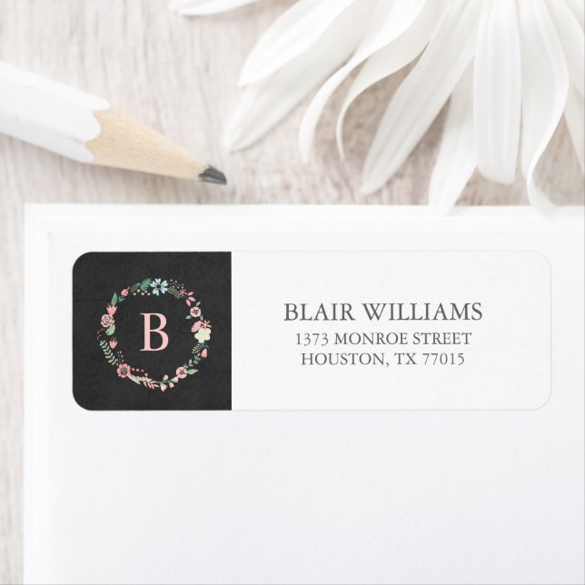 Vintages Khalkboard Monogramm Blumenkraut (Insitu)