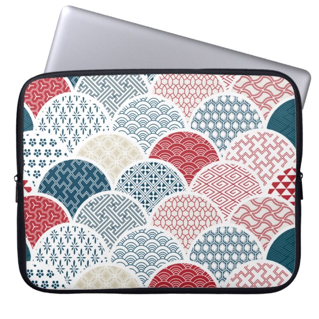 Vintages Kimono-Muster Laptopschutzhülle (Vorderseite)