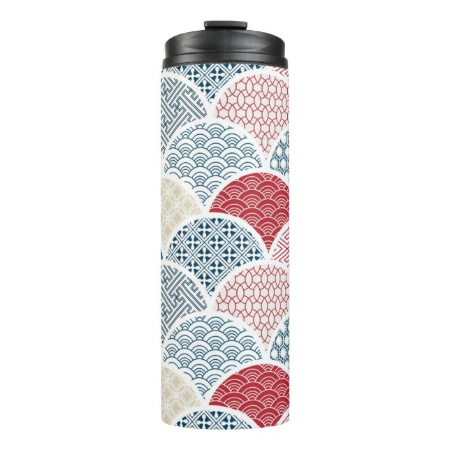 Vintages Kimono-Muster Thermosbecher (Vorderseite)