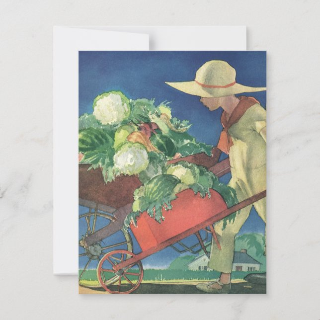 Vintages Kind, Bio Gartenarbeit; Siegesgarten (Vorderseite)