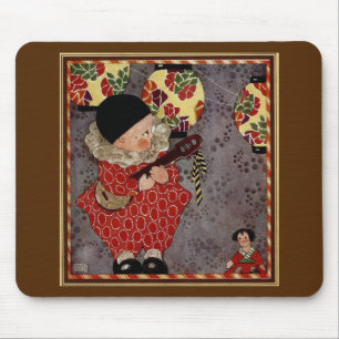Vintages Kind Harlequin, Musiker spielt Banjo Mousepad