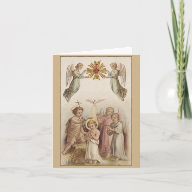 Vintages Kind Jesus Taufen Grußkarte Karte (Vorderseite)