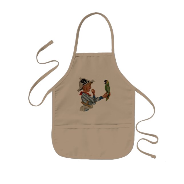 Vintages Kind, Junge Pirat Parrot Bird Kinderschürze (Vorne)