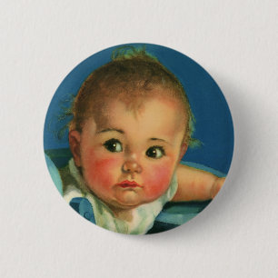 Vintages Kind, Niedliches Baby oder Mädchen im Hoc Button