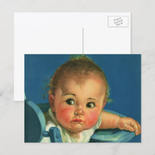 Vintages Kind, Niedliches Baby oder Mädchen im Hoc Postkarte