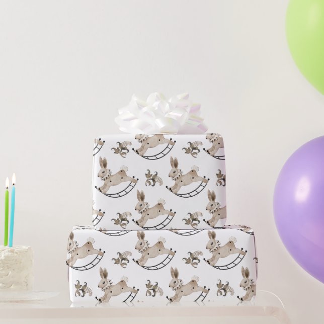 Vintages Kinderrockpferd Geschenkpapier (Partygeschenke)