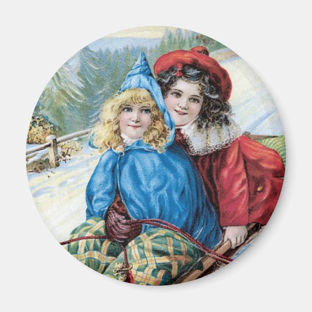 Vintages Kindersegeln Magnet (Vorne)