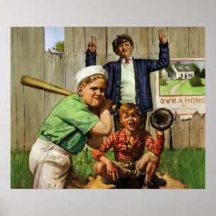 Vintages Kinderspiel SportBaseball-Spiel Poster