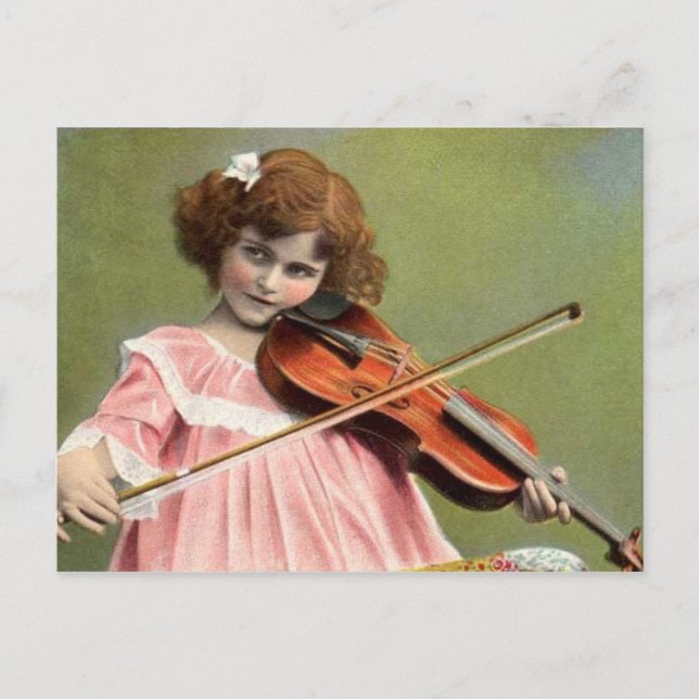 Vintages Kinderspiel Violine Musik Postkarte (Vorderseite)