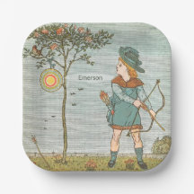 Vintages Kinderzimmer Rhyme Illustration Boy Bow A