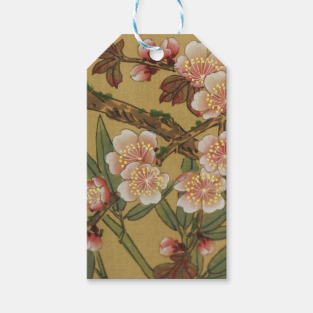 Vintages Kirschblühen asiatische japanische Blume Geschenkanhänger (Vorderseite)