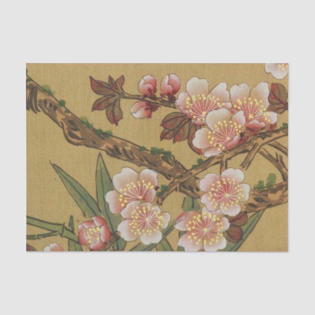 Vintages Kirschblühen asiatische japanische Blume Seidenpapier (Vorderseite)