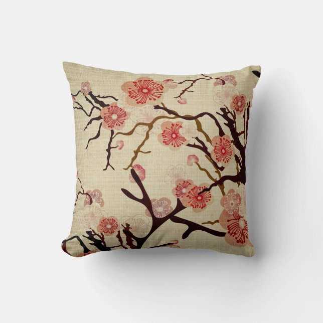 Vintages Kirschblüten-Baum Amerikaner MoJo Kissen (Vorderseite)