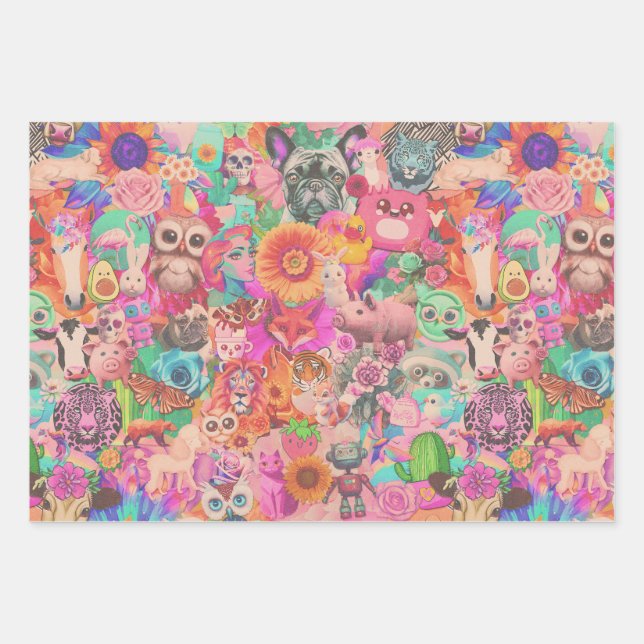 Vintages Kitschy Collage Decoupage Paper Set Geschenkpapier Set (Vorderseite)